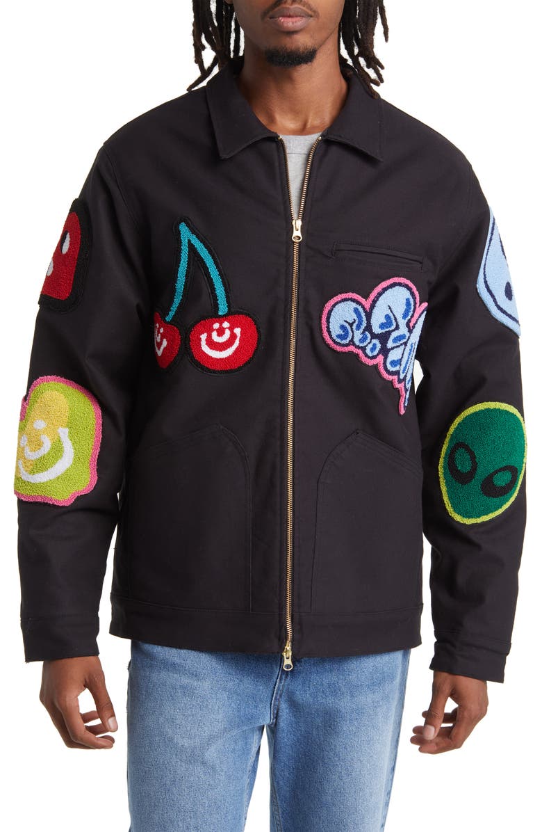MARKET Airheads Flavor Blasted Patch Cotton Zip-Up Jacket, Alternate, color, 