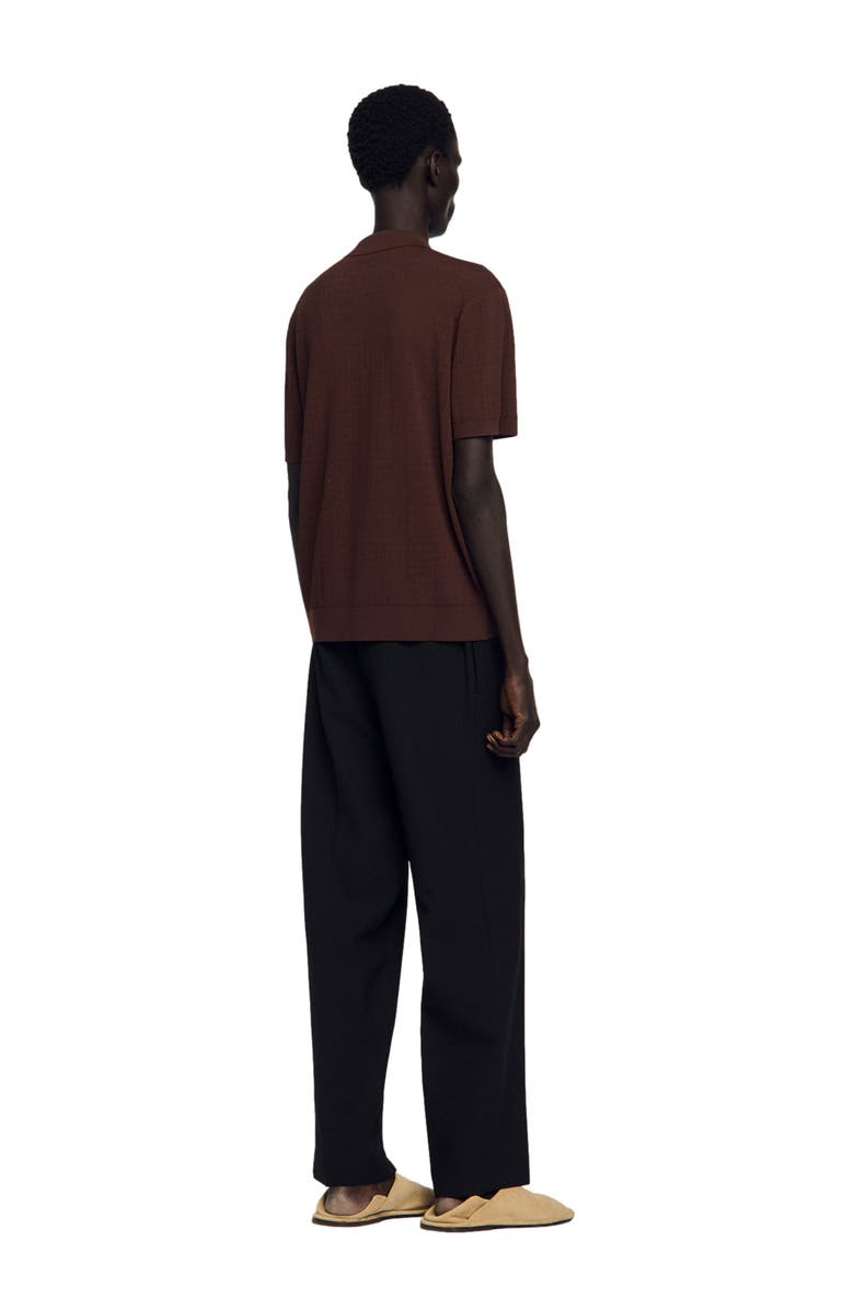 SANDRO Openwork shirt, Alternate, color, Chocolate