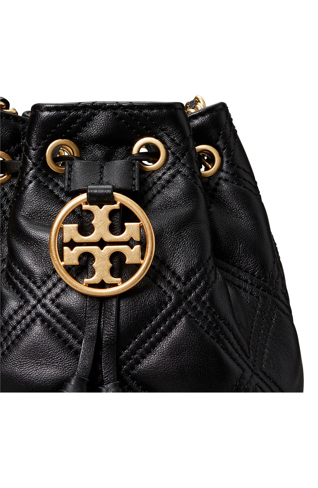Tory Burch Fleming Mini Leather Bucket Bag, Alternate, color, 