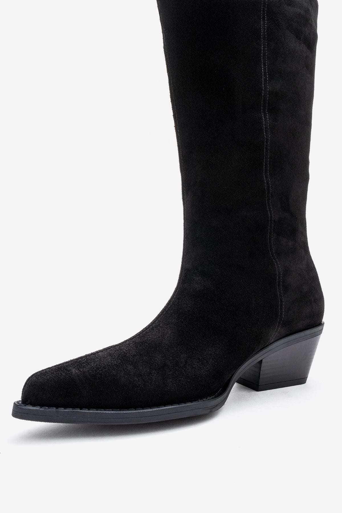 Forever & Always Shoes Orlo Leather Fringed Western Boot, Alternate, color, Black Leather