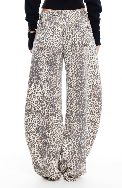 Lioness Horseshoe Beige Faded Leopard Print Ultra Wide-leg Jeans