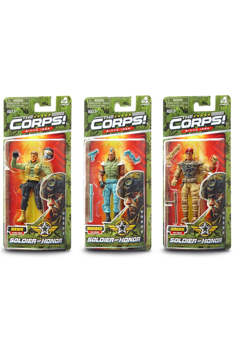 The Corps! Soldier Of Honor 3 Pack Action Figures, 3+, Main, color, Multicolored