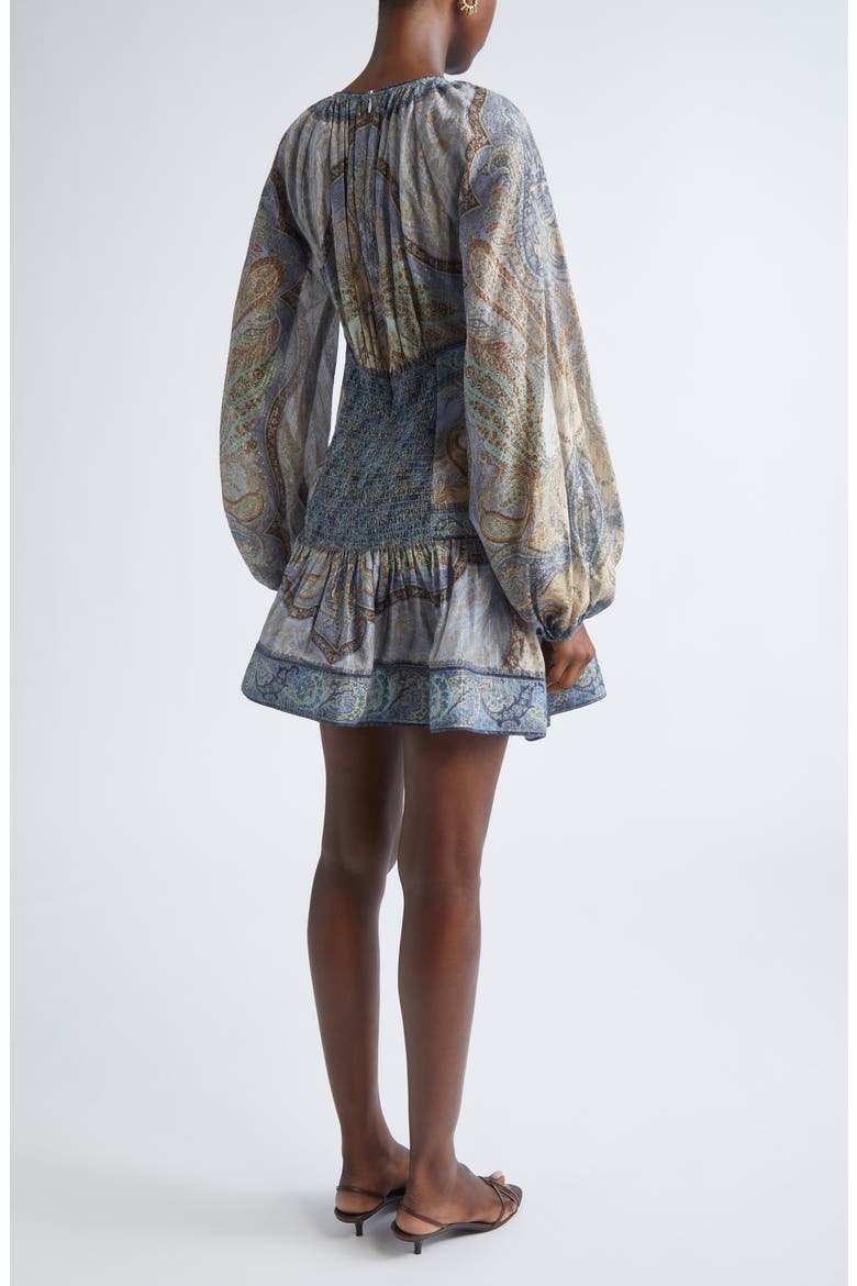 Wanderlust Long Sleeve Fit & Flare Minidress, Alternate, color, TAPESTRY BLUE MULTI