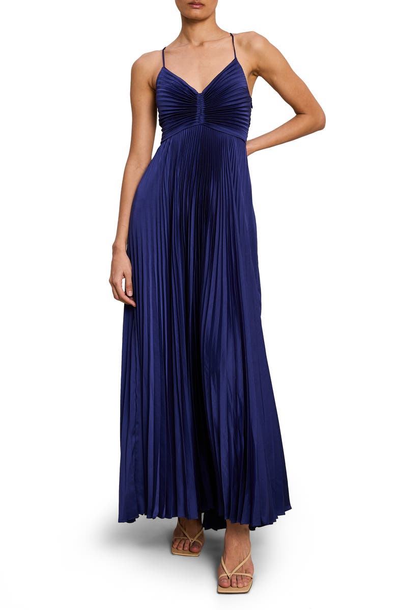 A.L.C. Aries Pleated Cutout Maxi Dress, Main, color, Riviera
