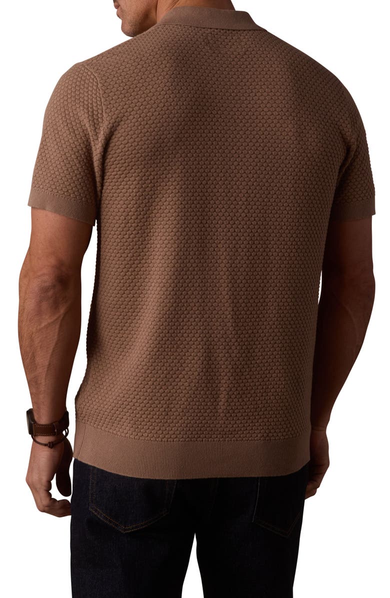 The Normal Brand Robles Jacquard Knit Short Sleeve Button-Up Shirt, Alternate, color, Taupe