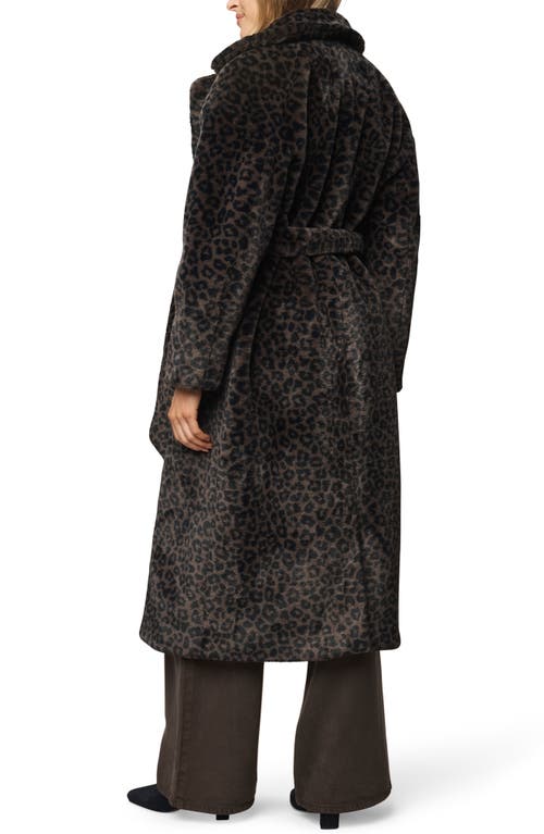 Splendid Lucia Tie Waist Long Faux Fur Coat In Black