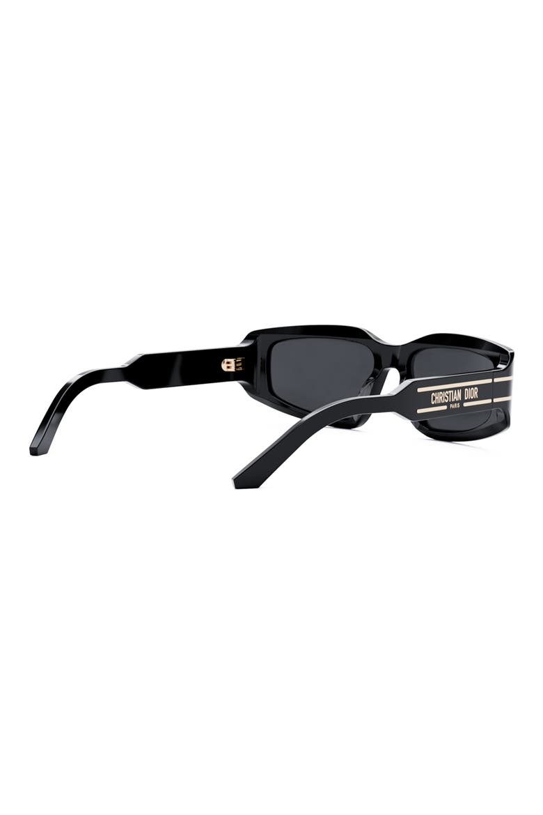 'DiorSignature S9U 56mm Geometric Sunglasses, Alternate, color, SHINY BLACK / SMOKE