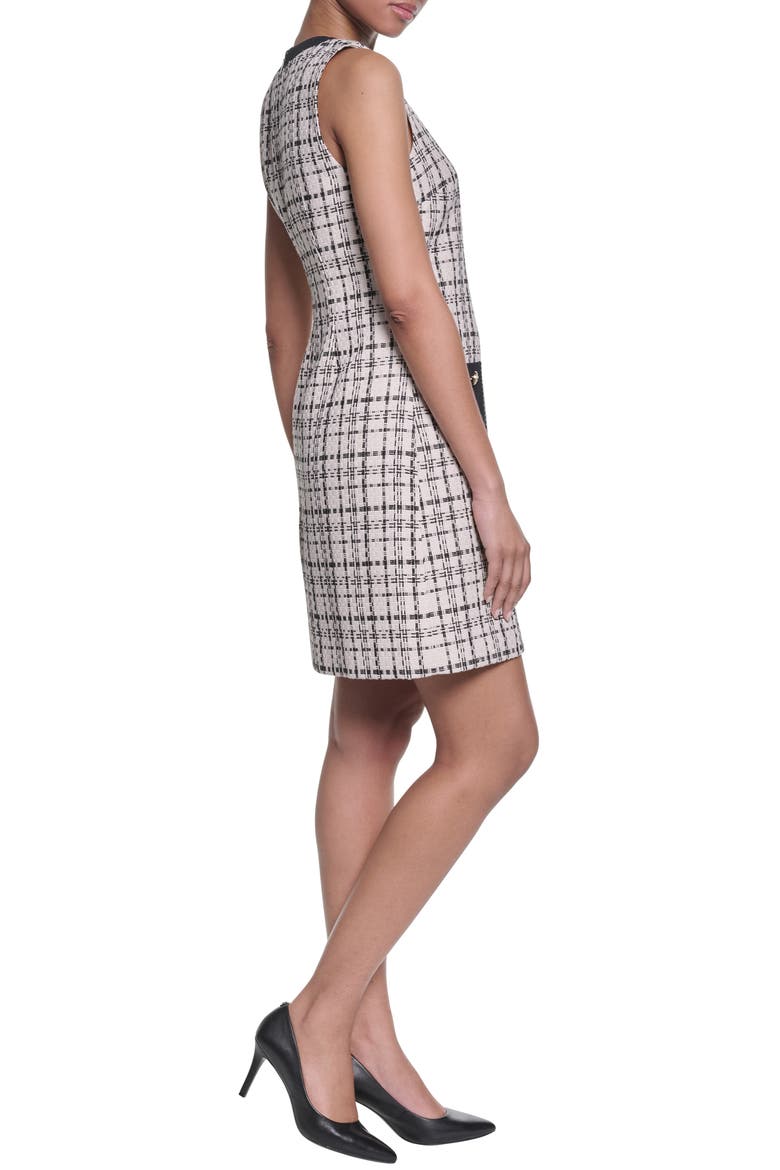 Contrast Stitch Sleeveless Tweed Minidress, Alternate, color, BISQUE/ BLACK