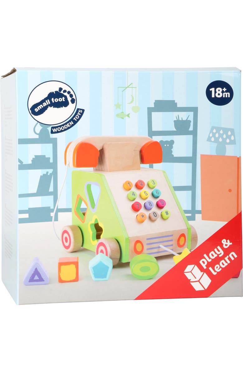 SMALL FOOT Wood Telephone Shape Sorter Pull Along Toy, Alternate, color, 