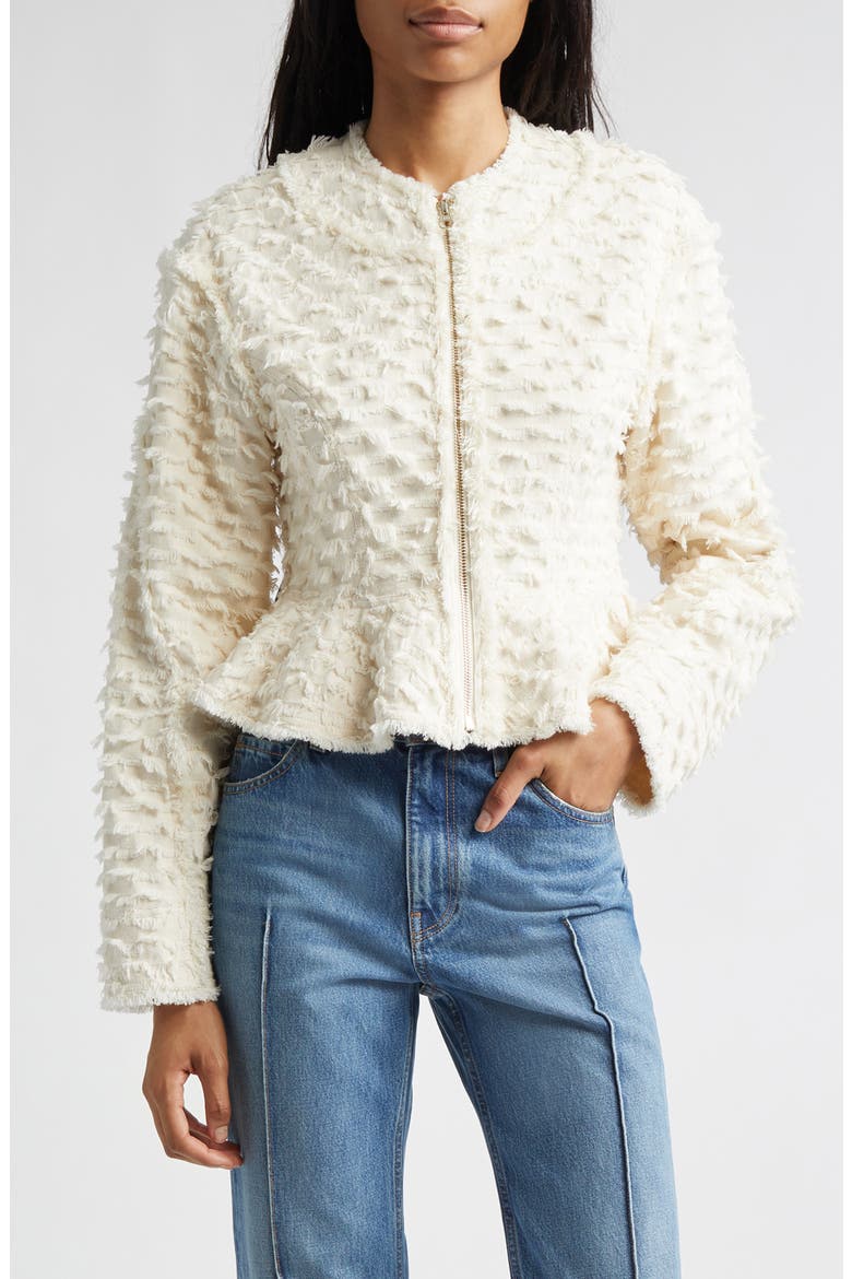 Rosalind Cotton Peplum Jacket, Main, color, IVORY