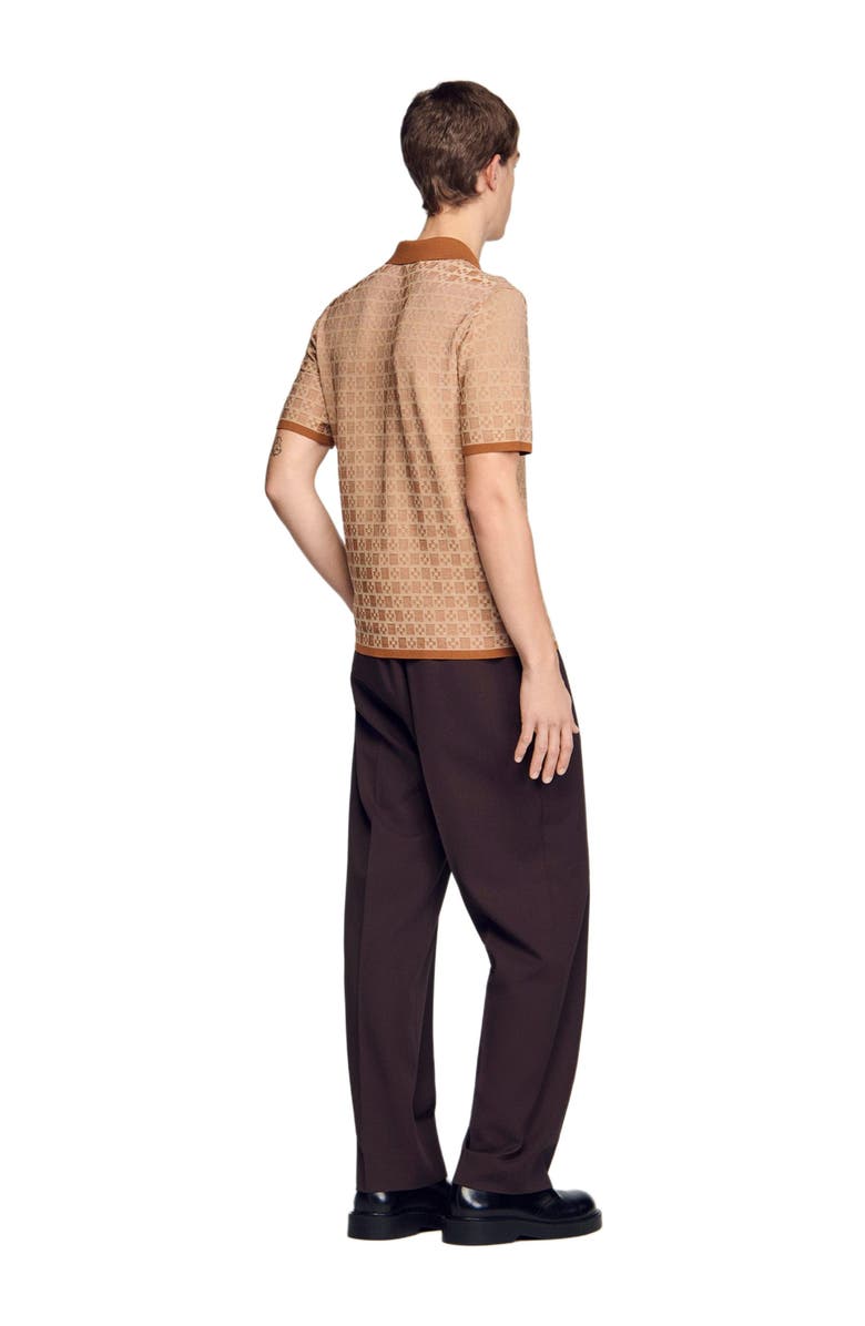 SANDRO Square Cross polo shirt, Alternate, color, Camel