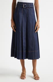 Cinq à Sept Rylee Pleated Denim Midi Skirt