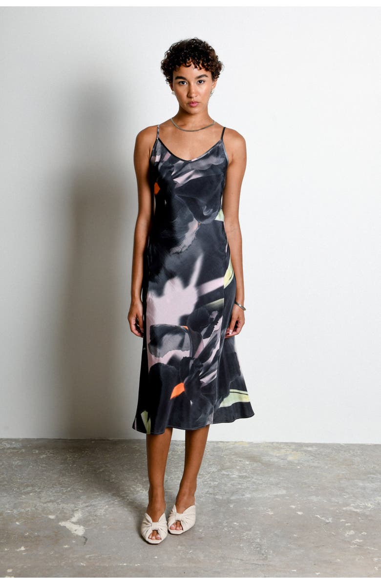 Untitled in Motion Noir Print Midi Slipdress, Alternate, color, Shadow Iris