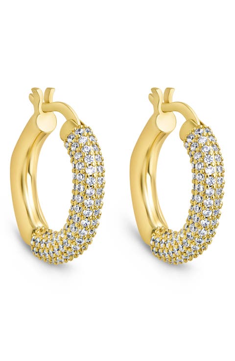 Cordelia Pavé Cubic Zirconia Huggie Hoop Earrings