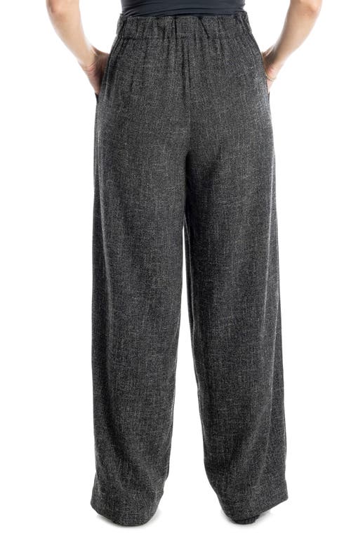 Max Studio Soft Pleat Front Trousers In Black Melange