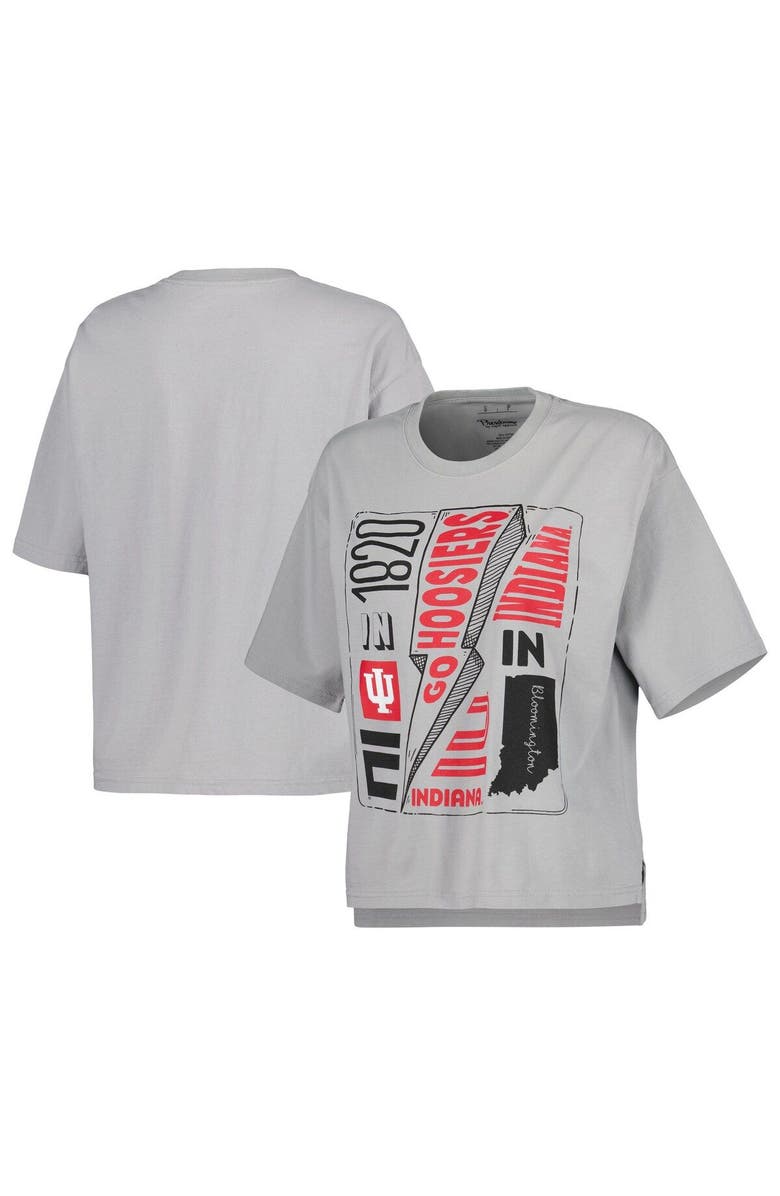 PRESSBOX Women's Pressbox Silver Indiana Hoosiers Rock & Roll School of Rock T-Shirt, Main, color, Silver