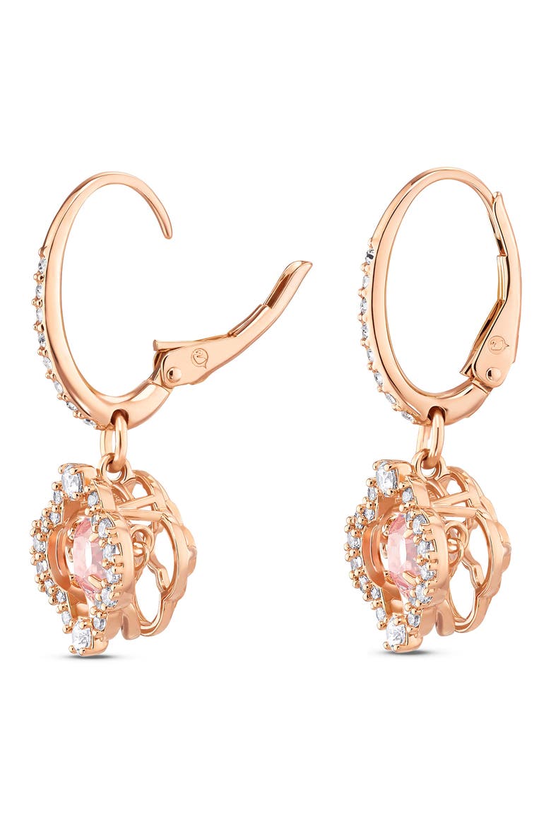 Una Clover Crystal Drop Earrings, Alternate, color, PINK
