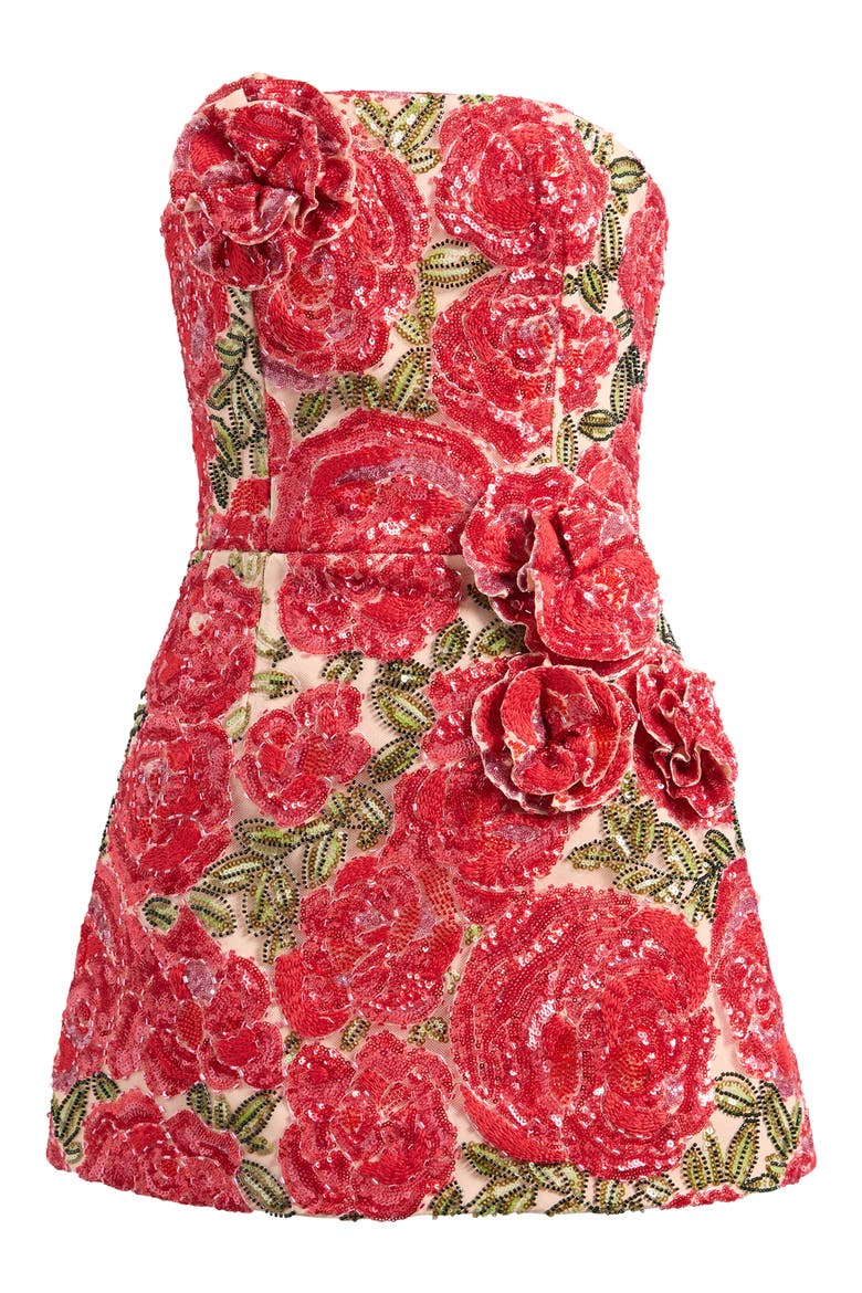 Caprice Embellished Strapless Cocktail Minidress, Alternate, color, ROSE RED