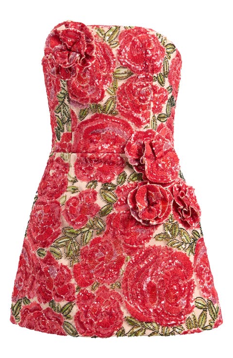 Caprice Embellished Strapless Cocktail Minidress