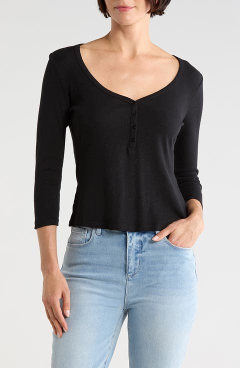Rowena 3\/4 Sleeve Henley Top