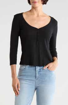 Rowena 3\/4 Sleeve Henley Top