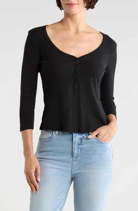 Rowena 3\/4 Sleeve Henley Top