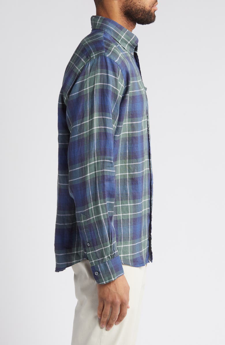 Brooks Brothers Plaid Linen Button-Up Shirt, Alternate, color,