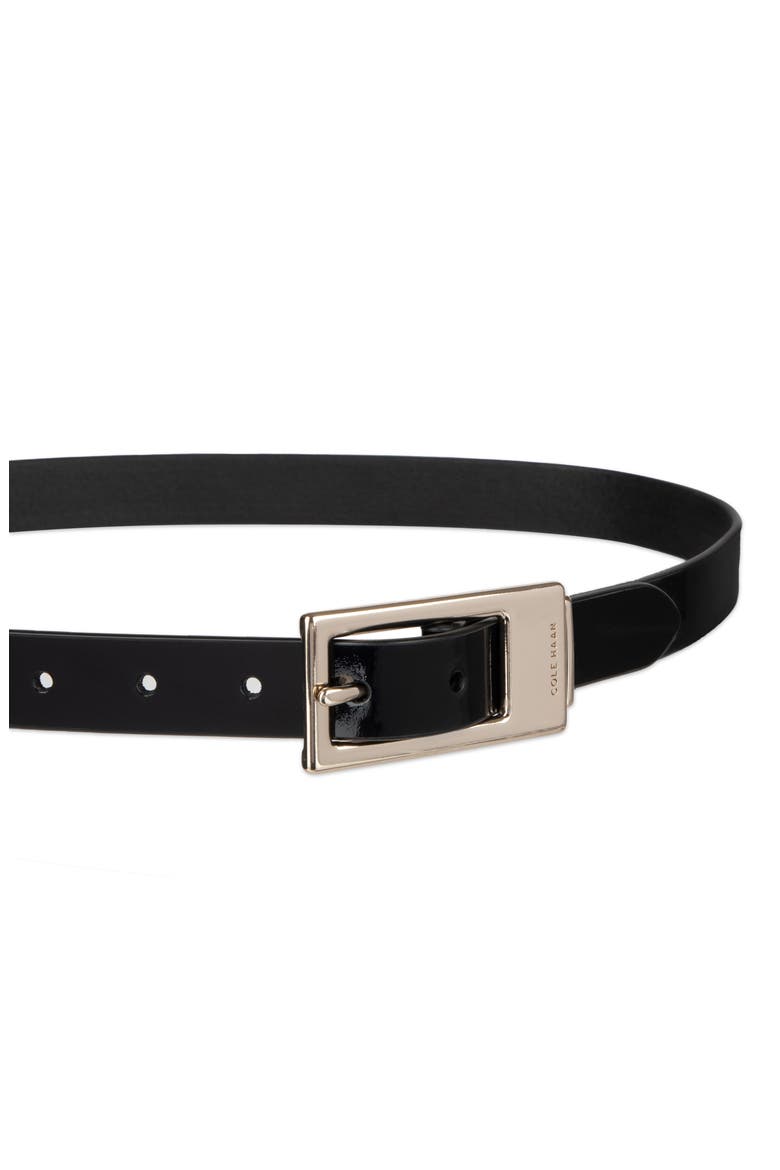 Elongated Buckle Leather Belt, Alternate, color, BLACK