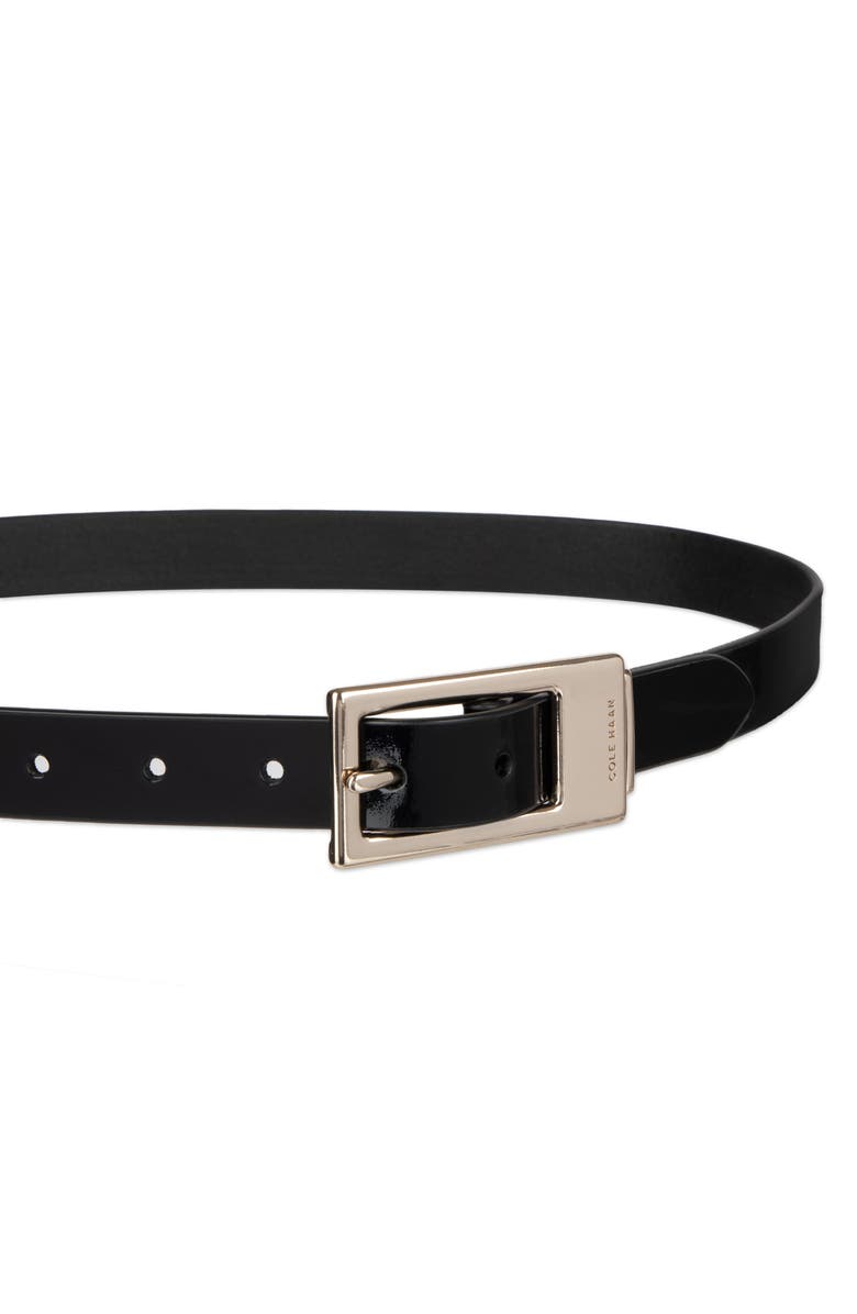 Cole Haan Elongated Buckle Leather Belt, Alternate, color, Black