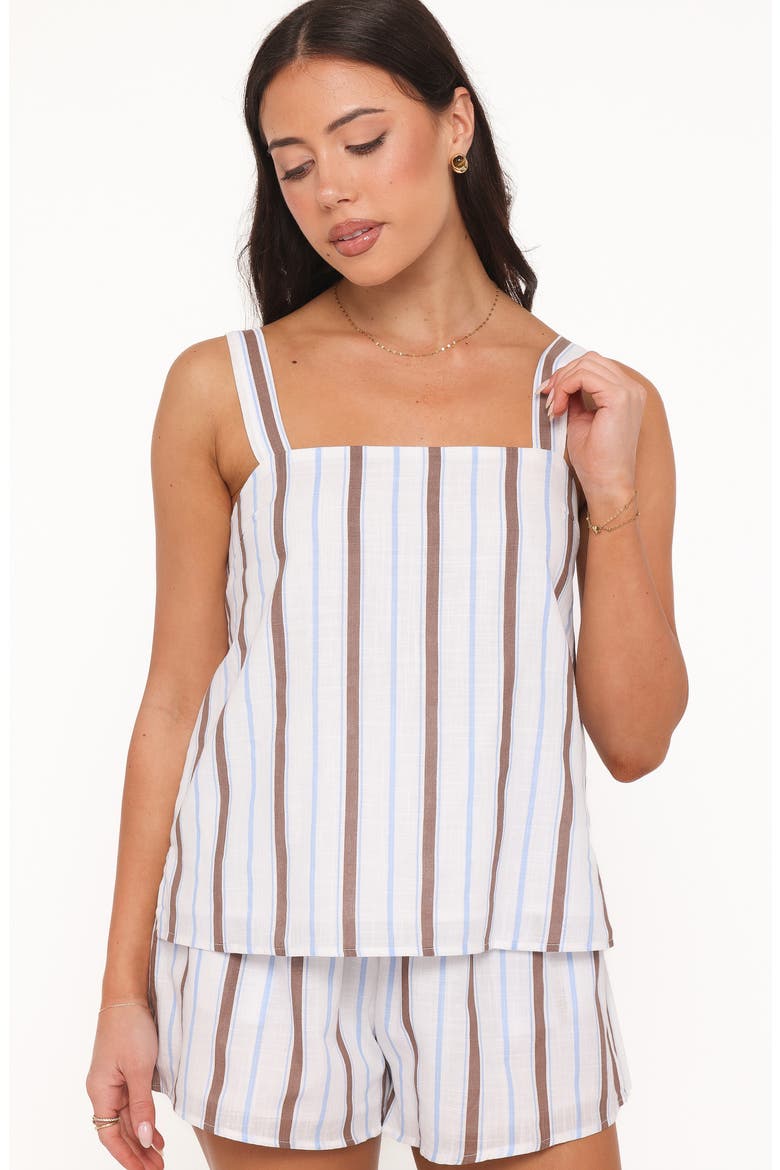 Sallie Stripe Cotton Top & Shorts Set, Alternate, color, CHOCOLATE BLUE STRIPE
