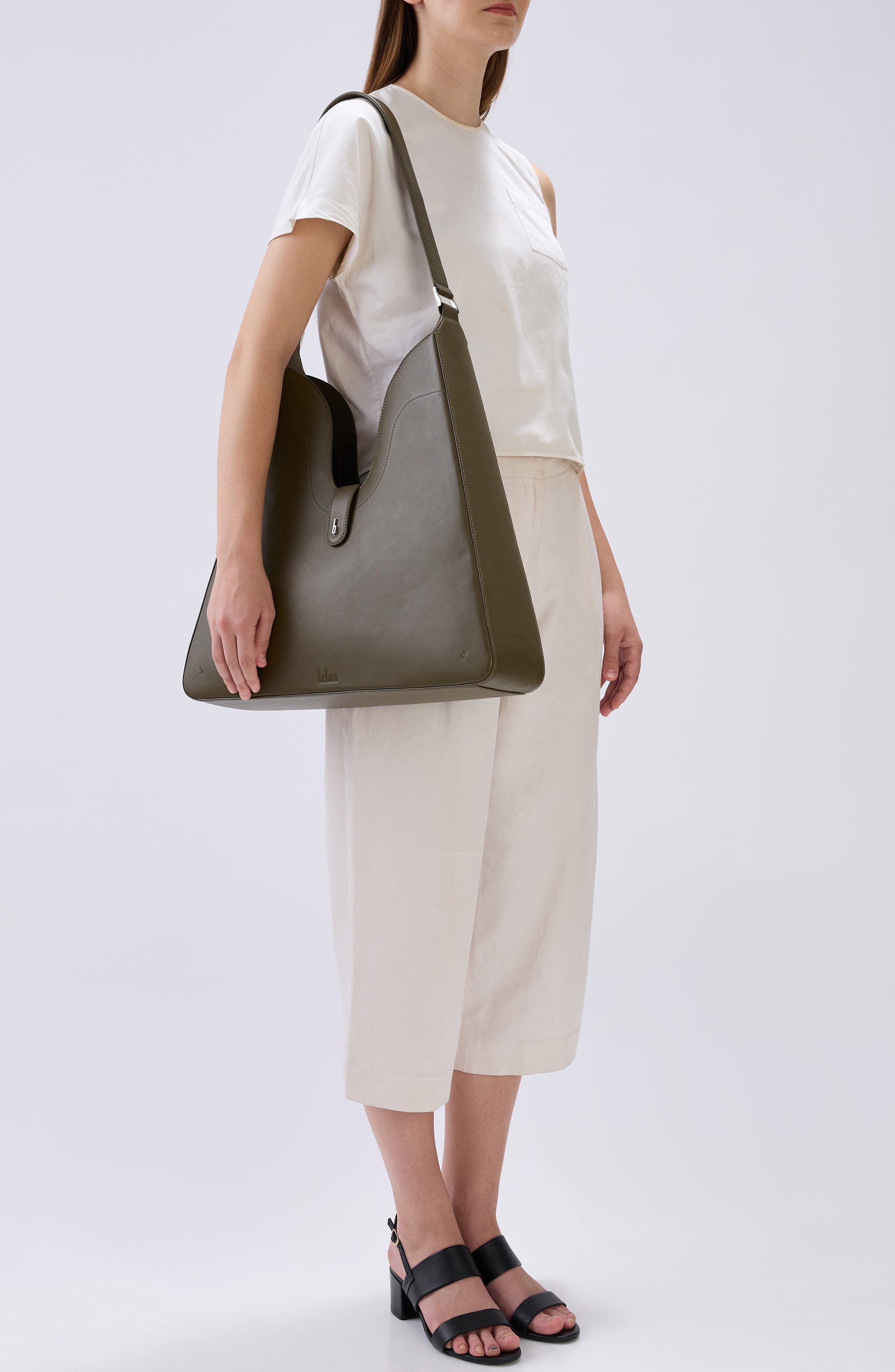 behno Melina Nappa Leather Shoulder Bag, Alternate, color, Wood