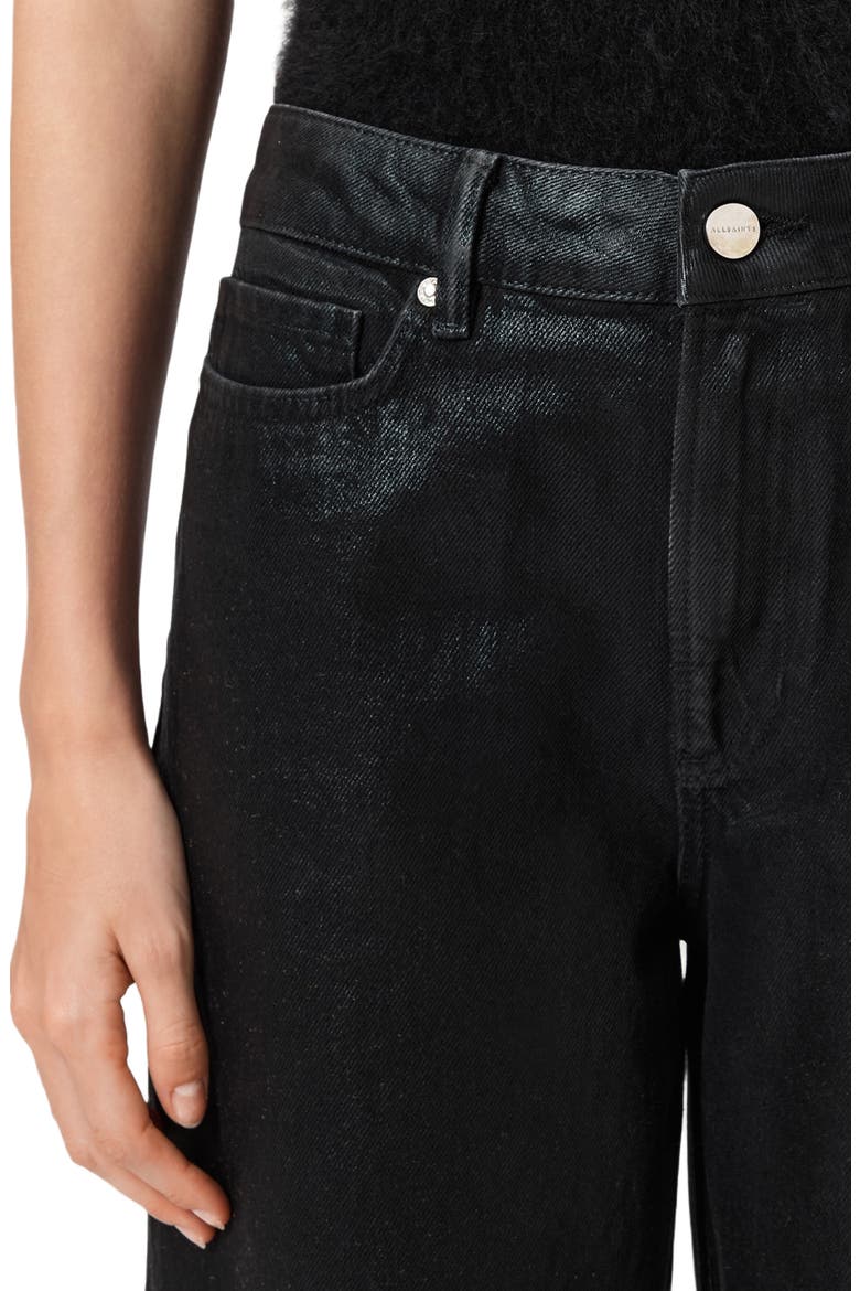 Daria Barrel Leg Jeans, Alternate, color, COATED BLACK