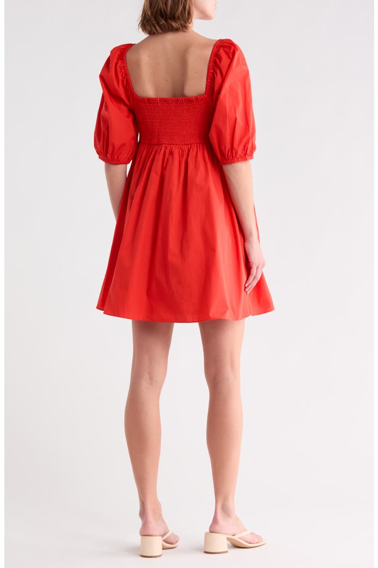 Cambria Puff Shoulder Cotton Minidress, Alternate, color, CANDY APPLE
