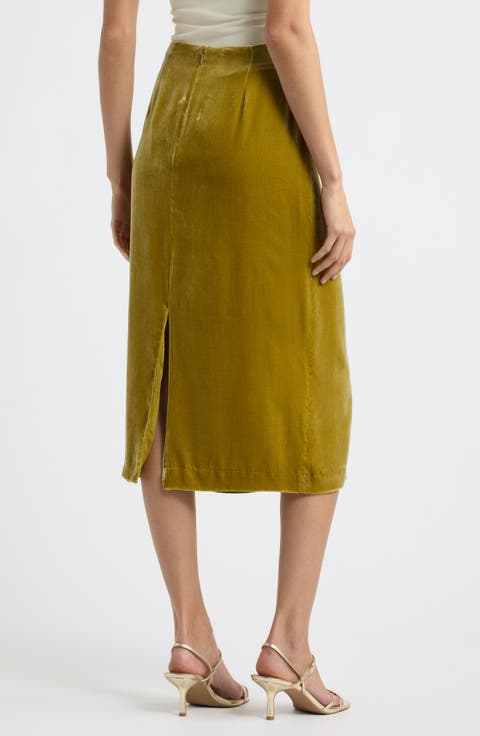 Helen Velvet Silk Blend Midi Skirt