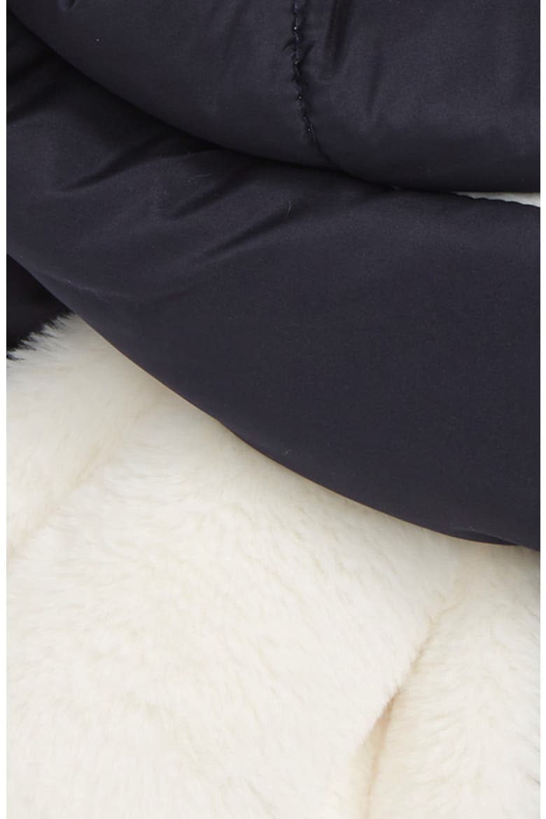 Reversible Faux Fur Puffer Scarf, Alternate, color, NAVY IVORY