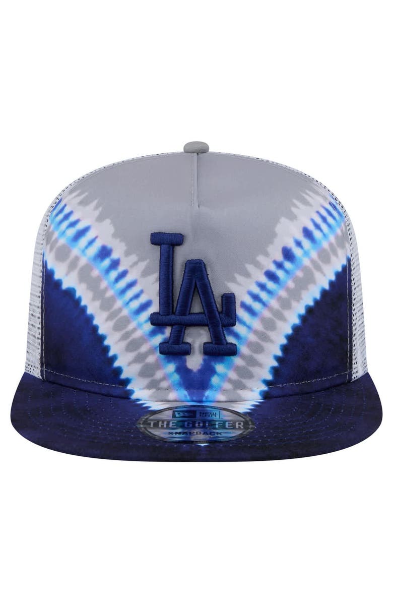 New Era Men's New Era Los Angeles Dodgers Tie-Dye Golfer Trucker Adjustable Hat, Alternate, color, Dark Blue