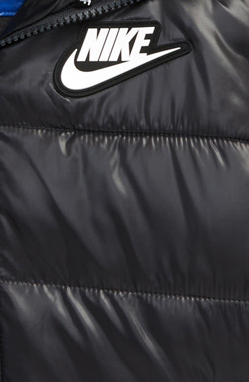Nike Kids' Color Block Down Hooded Puffer Coat In Black