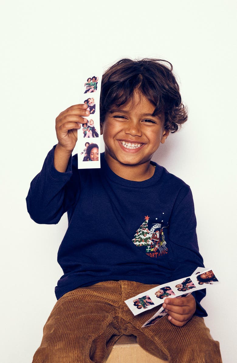 Mini Boden Kids' North Pole Long Sleeve Graphic T-Shirt, Alternate, color, Twilight Blue North Pole