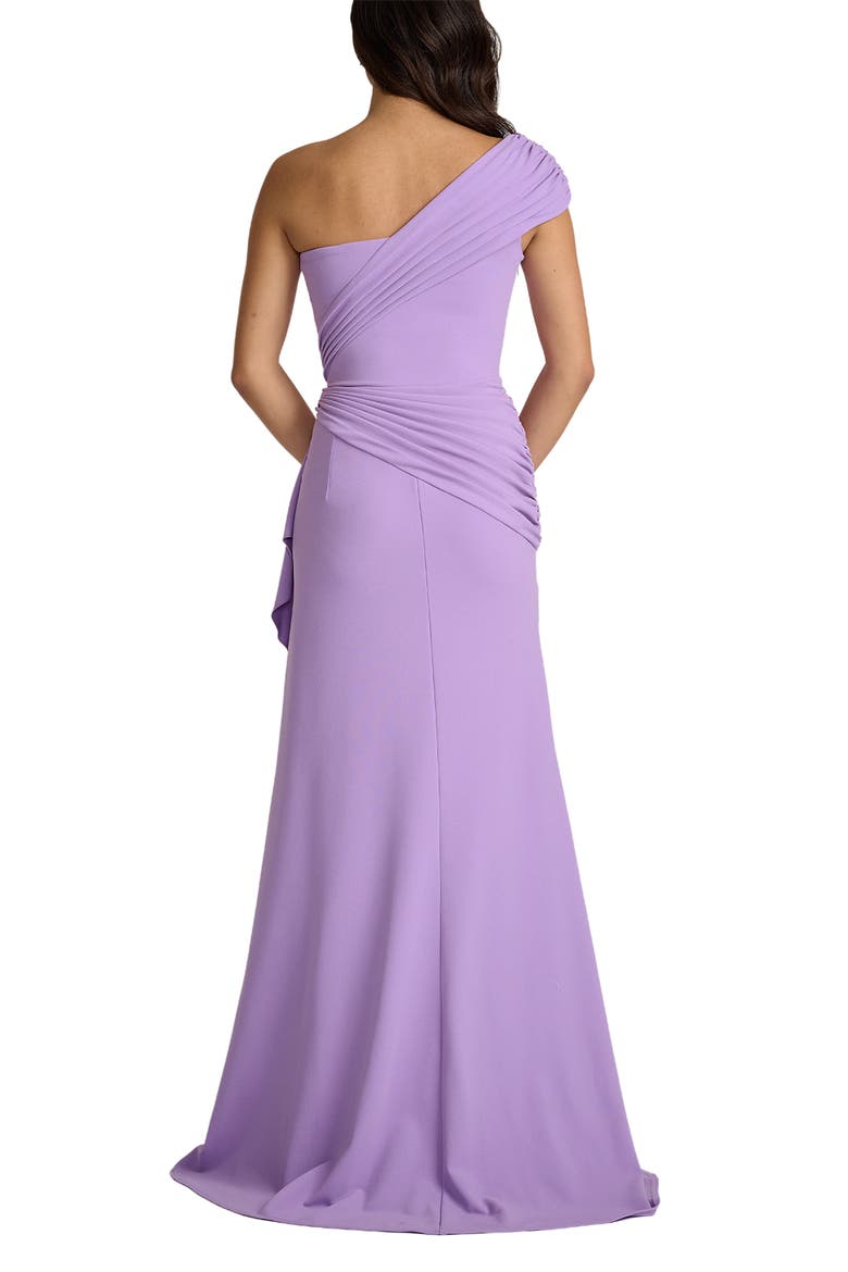 Ruffle One-Shoulder Crepe Gown, Alternate, color, PURPLE HAZE