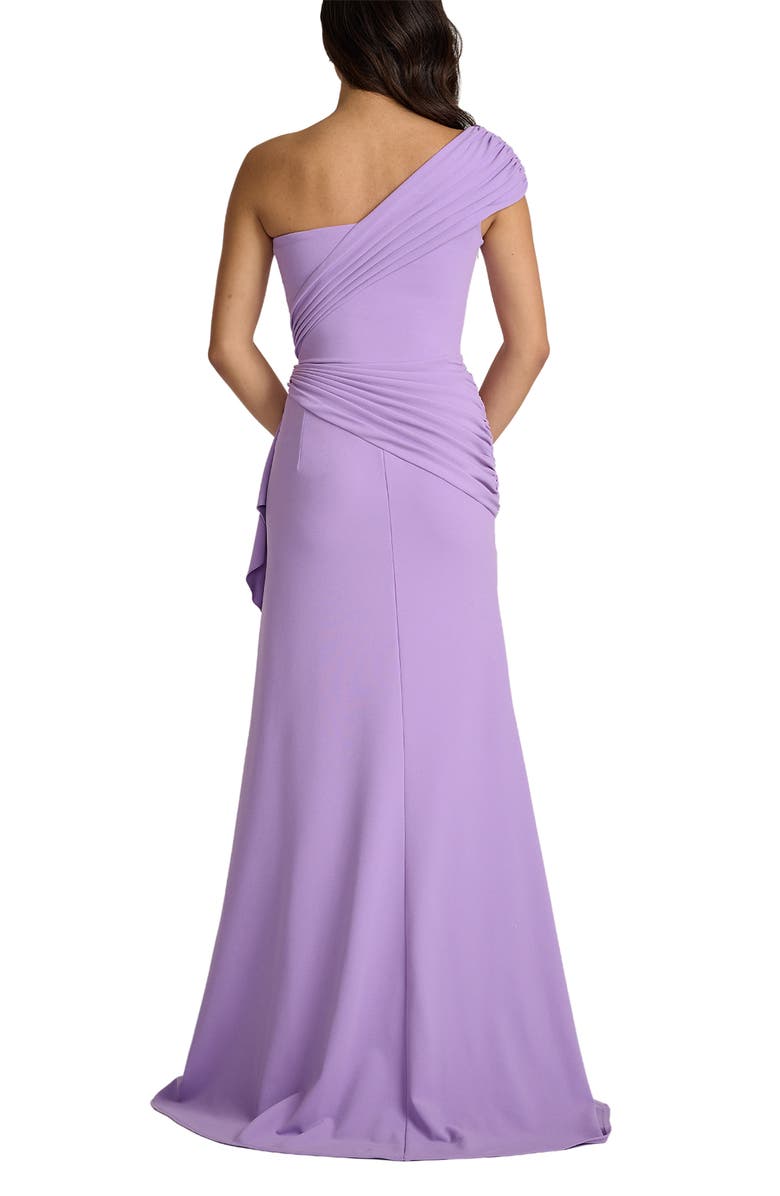 Tadashi Shoji Ruffle One-Shoulder Crepe Gown, Alternate, color, 