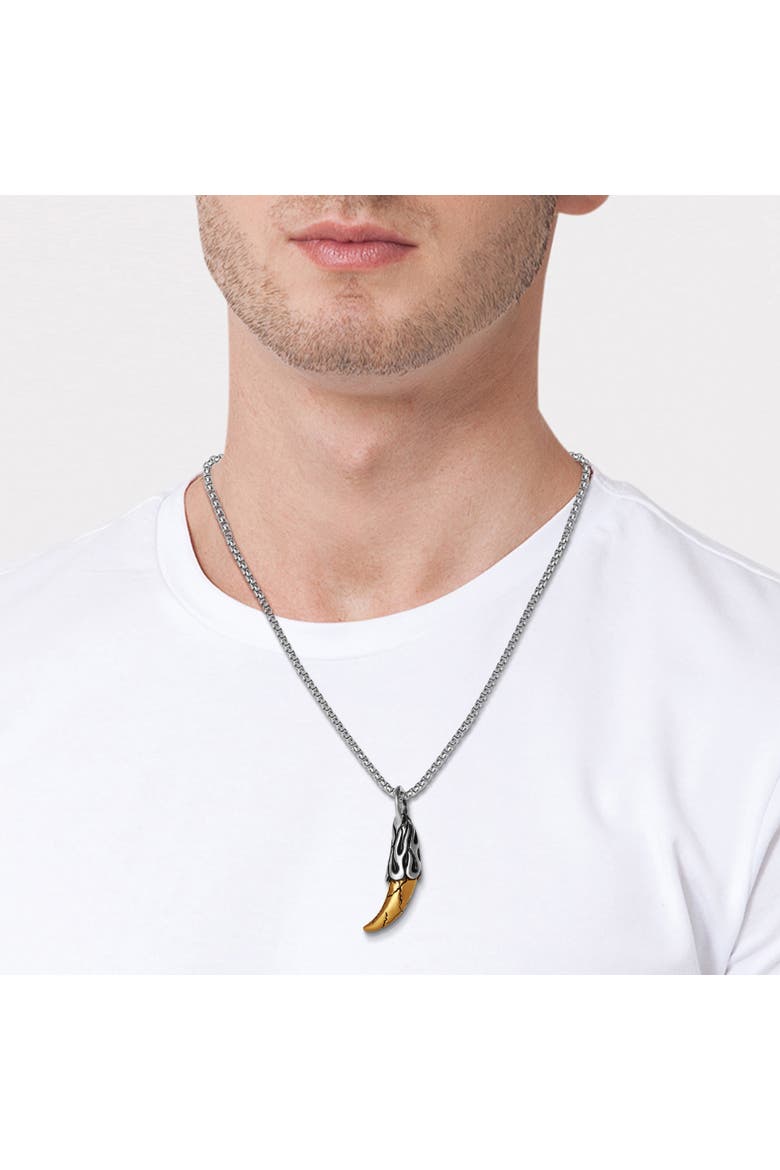 Men's Claw Pendant Necklace, Two-Tone Stainless Steel on 22'' Box Chain, Alternate, color, Silver