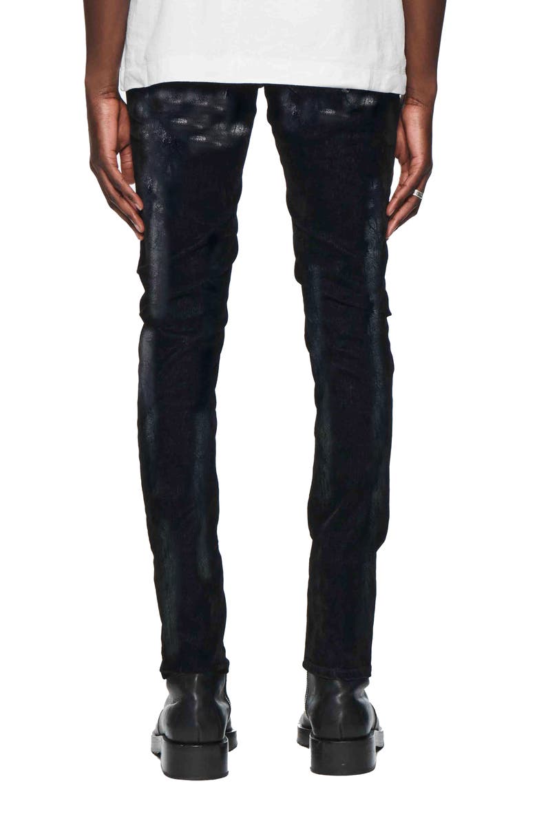 PURPLE BRAND Silver Screen Foil Skinny Jeans, Alternate, color, Black