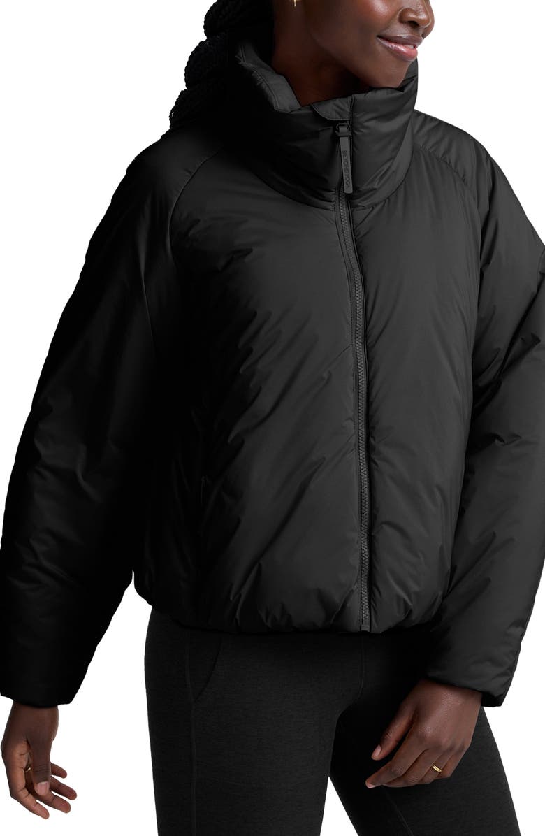 Beyond Yoga Warm Up Water Repellent Puffer Jacket, Alternate, color, Black
