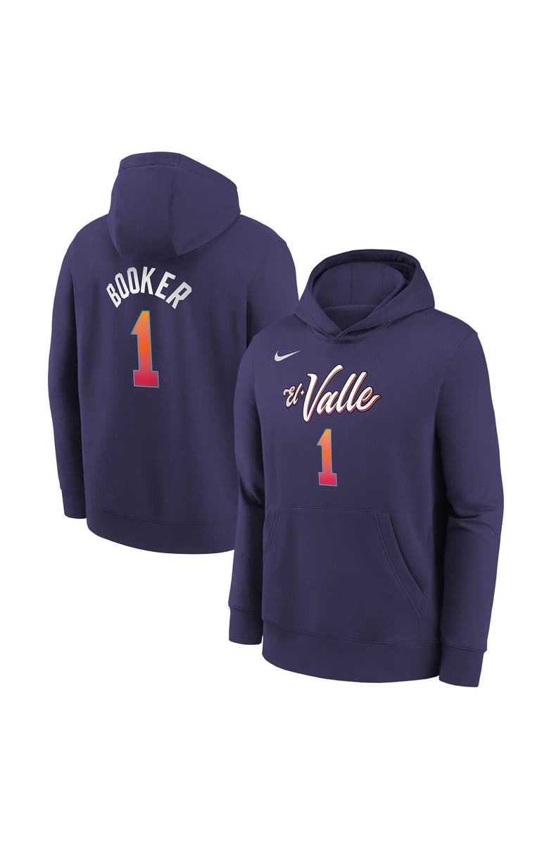 Nike Youth Nike Devin Booker Purple Phoenix Suns 2023/24 City Edition Name & Number Pullover Hoodie, Alternate, color, 