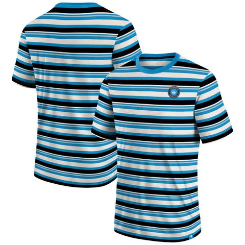 Men's Fanatics Branded Blue Charlotte FC Shot Clock Stripe T-Shirt