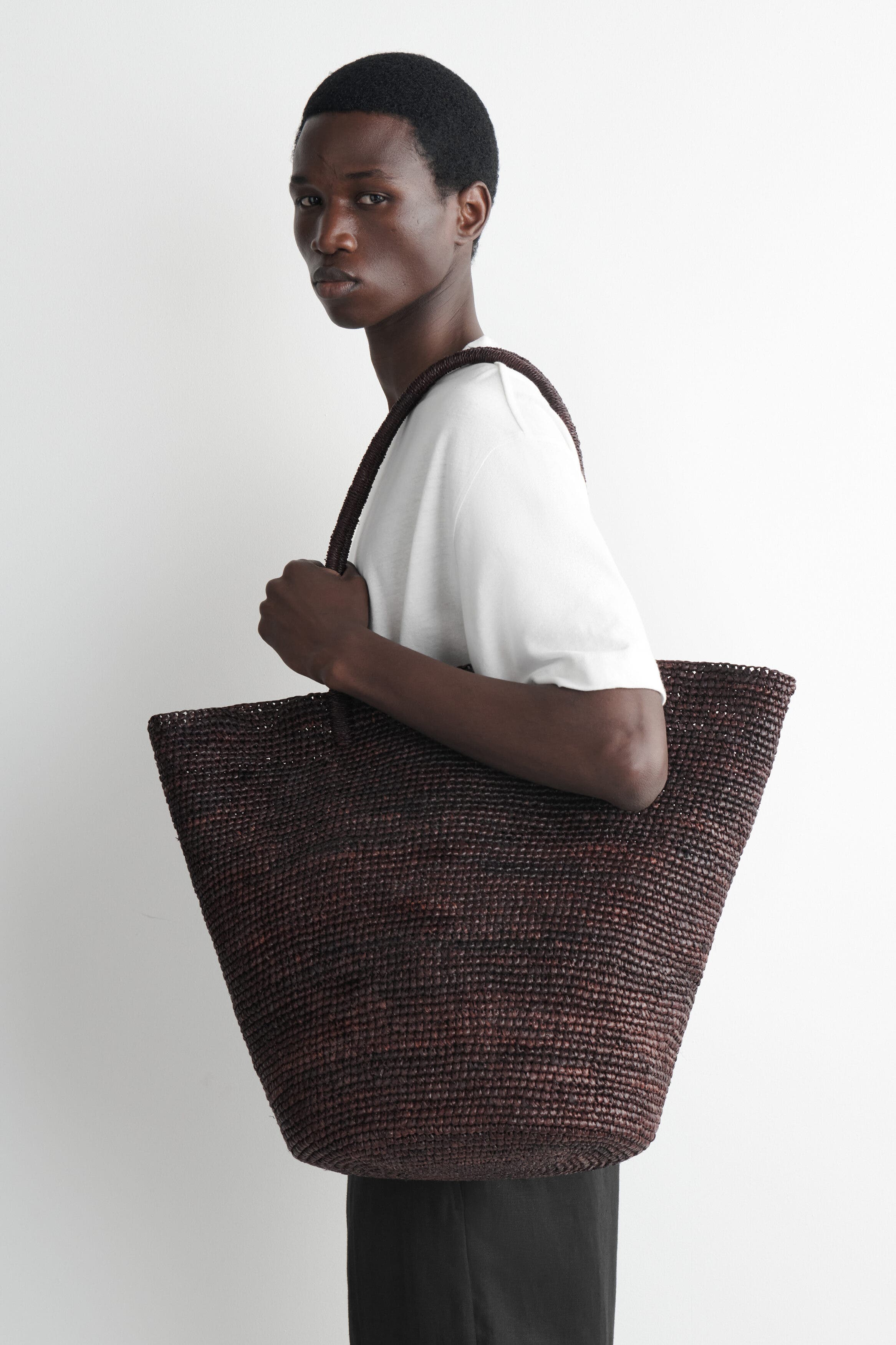 Oversized Hand-woven Market Tote - Straw, Main, color, BROWN