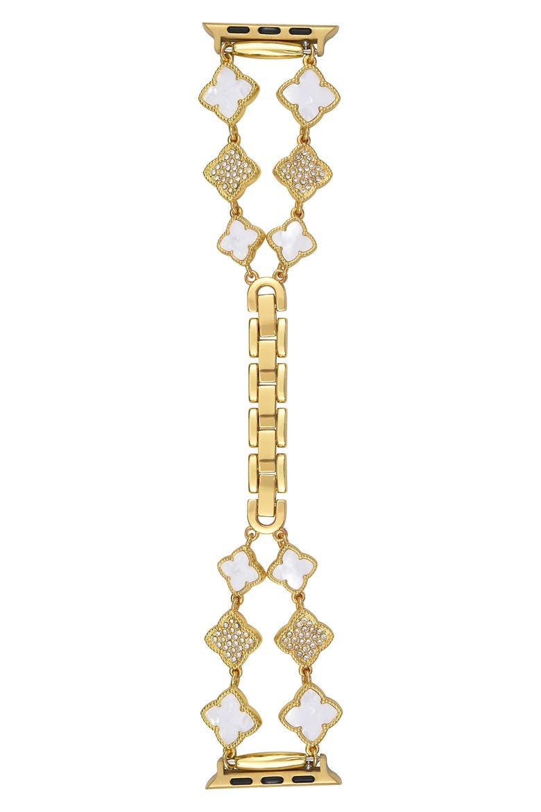 Universal Fit Double Clover Link Bracelet Apple Watch® Watchband, Alternate, color, GOLD