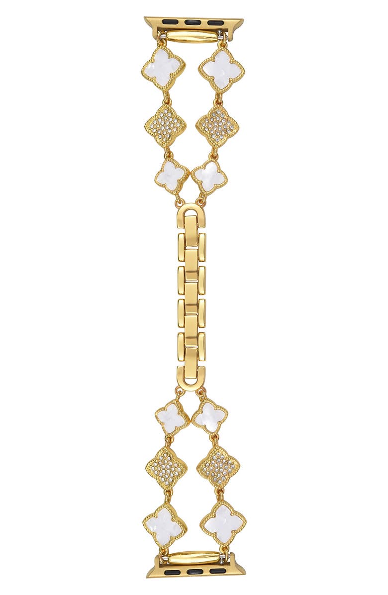 BCBG Double Clover Link Bracelet Apple Watch<sup>®</sup> Watchband, Main, color, Gold