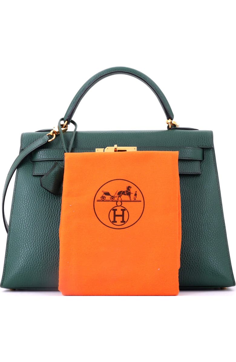 Pre-Owned Hermes Kelly Handbag Green Ardennes with Gold Hardware 32, Alternate, color, Vert