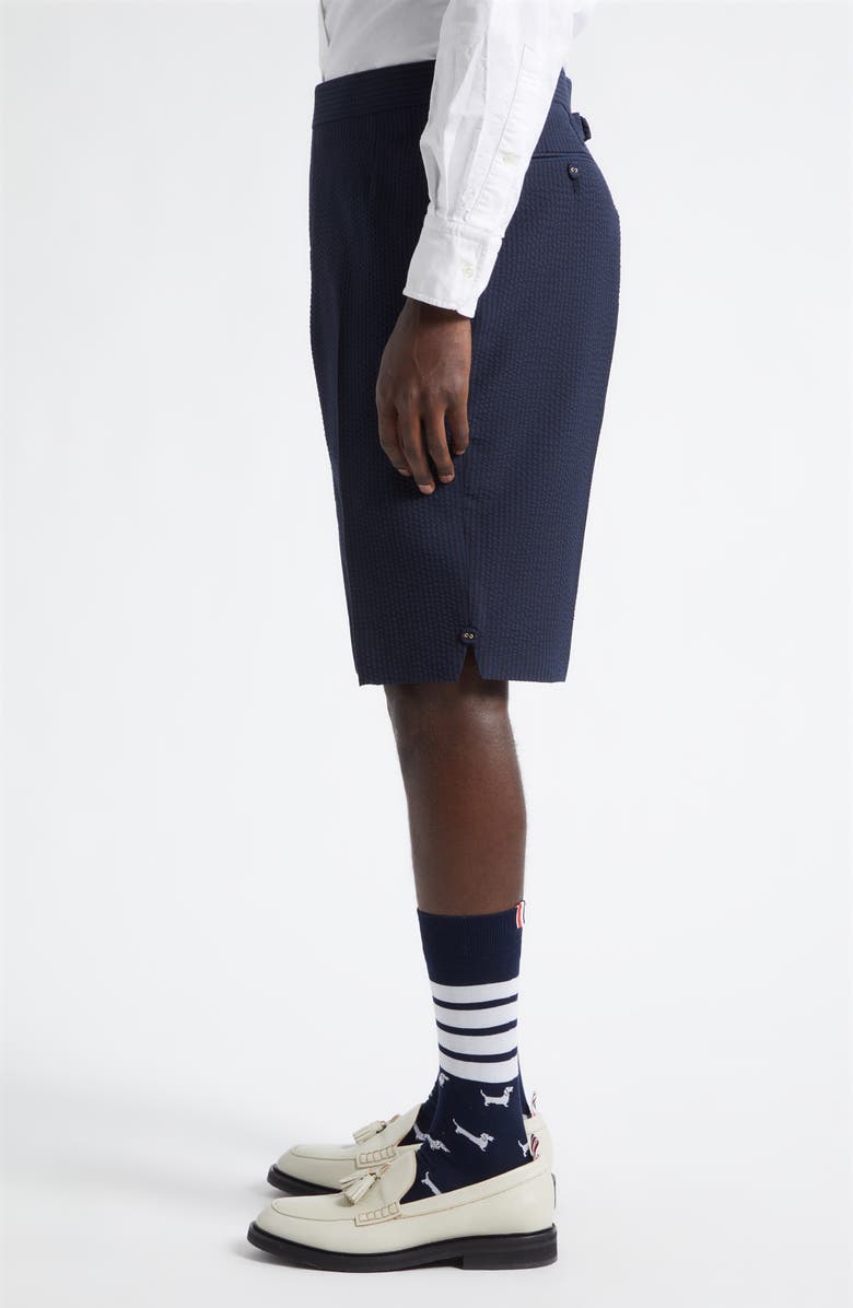 Thom Browne Fit 1 Wool Backstrap Shorts, Alternate, color, Navy